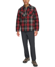 BASS OUTDOOR Mens Mission Field Sherpa Lined Shirt Red Grey Plaid Large