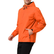 Hawke & Co. Men's All Season Lightweight Stretch Hooded Rain Jacket Orange Large