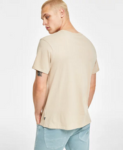 GUESS Men's Mosaic Triangle Logo Graphic Short Sleeve T Shirt Tan Small