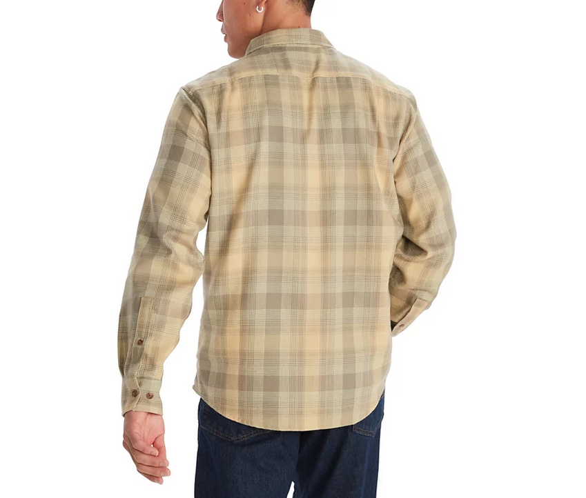 Marmot Mens Fairfax Classic Fit Plaid Button Down Flannel Shirt Light Oak Large