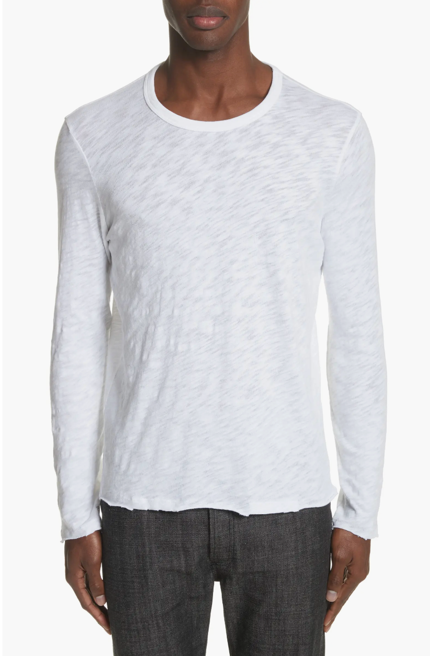 ATM Anthony Thomas Melillo Mens Distressed Long Sleeve T Shirt White XXL