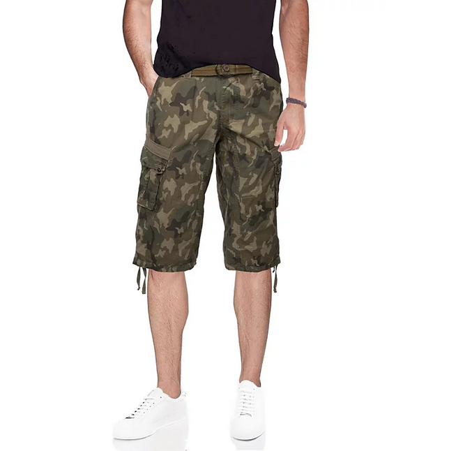X Ray Mens Belted Capri 18" Cargo Shorts Desert Camo 36