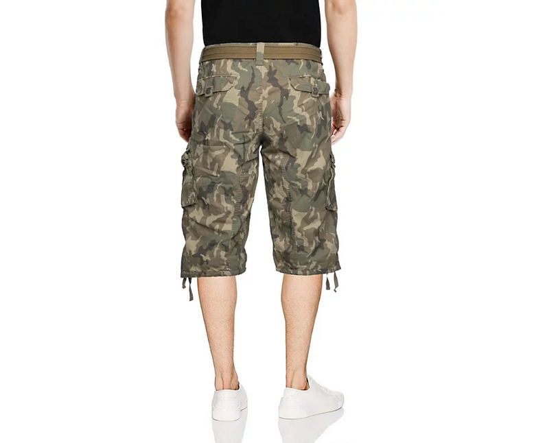 X Ray Men's Belted 18" Capri Cargo Shorts Desert Camo 34