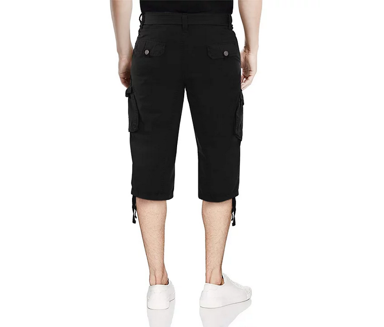 X Ray Men's Belted 18" Capri Cargo Shorts Black 28