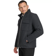 Calvin Klein Men's Hipster Full Zip Jacket with Zip Out Hood Charcoal  Medium