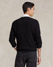 Polo Ralph Lauren Mens Iconic Cable Kit Cashmere Crewneck Sweater Black Large