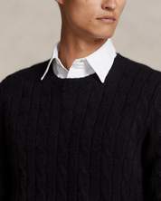 Polo Ralph Lauren Mens Iconic Cable Kit Cashmere Crewneck Sweater Black Large