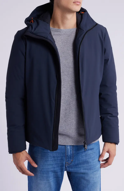 Save the Duck Mens Sabal  Water Resistant Hooded Jacket Blue Black 2XL