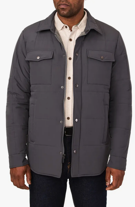 The Weekend Outdoor Quilted Water Resistant Shacket Charcoal XL
