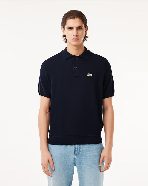 Lacoste Mens Short Sleeve Polo Collar Sweater Navy 2XL