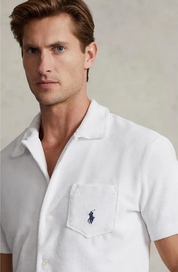 Polo Ralph Lauren Short Sleeve Button Down Terry Camp Shirt White Small