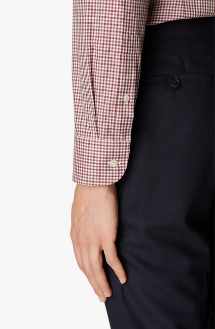 Eton Contemporary Fit Mens Check Stretch Button Down Shirt Red 15R