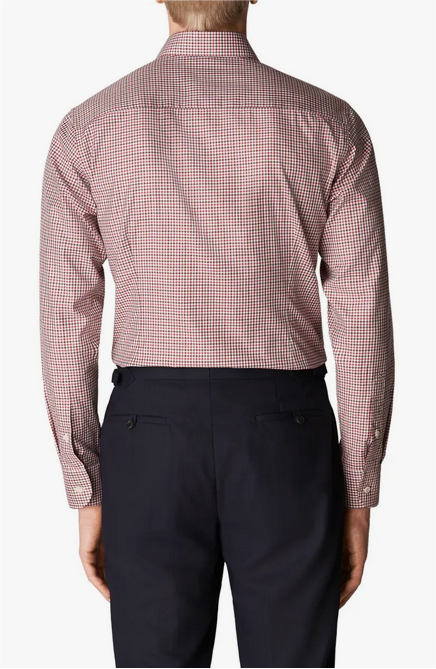 Eton Contemporary Fit Mens Check Stretch Button Down Shirt Red 15R