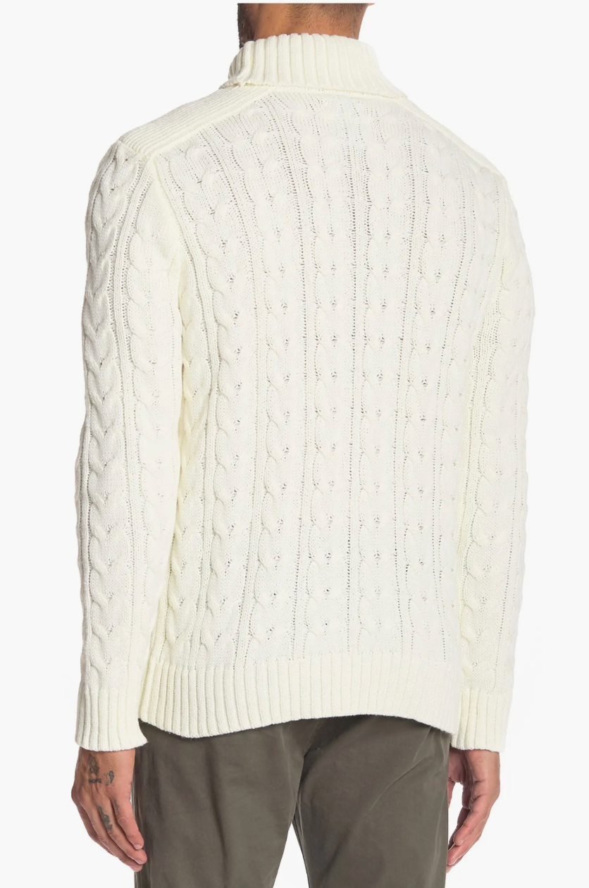 X Ray Men's Cable Knit Roll Neck Sweater White Cream 2XL