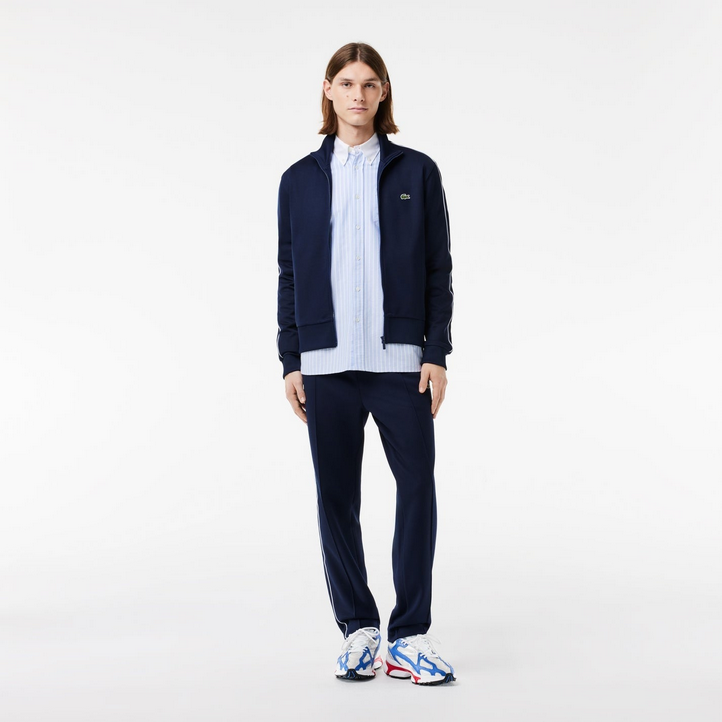 Lacoste Men's Paris Long Sleeve Zip Front Logo Sweatshirt Track Jacket Blue XL
