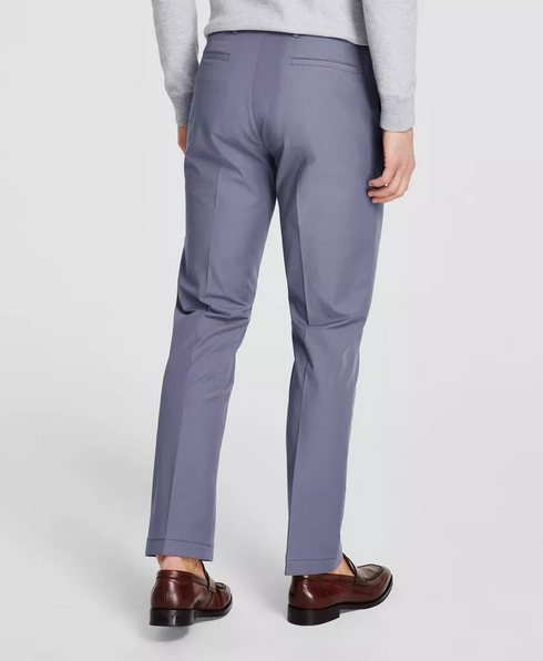 Michael Kors Men's Classic Fit Cotton Performance Dress Pants Ash Blue 44 x 32
