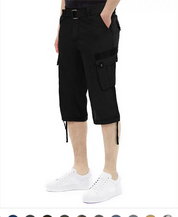 X-Ray Men's Belted 18" Capri Cargo Shorts Black 40
