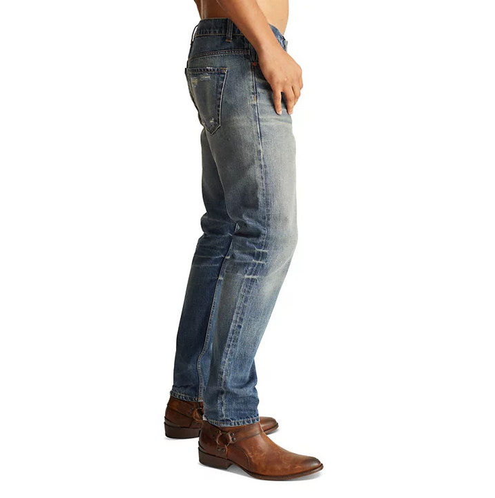 Frye Mens Slim Straight Distressed Jeans Brighton Blue 32 x 32