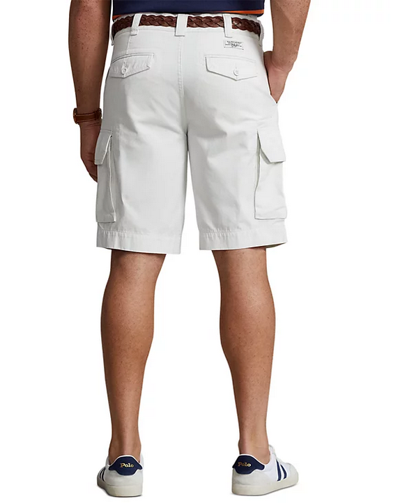 Polo Ralph Lauren Men's Big & Tall Relaxed Fit Slub Twill Cargo Shorts 46 White