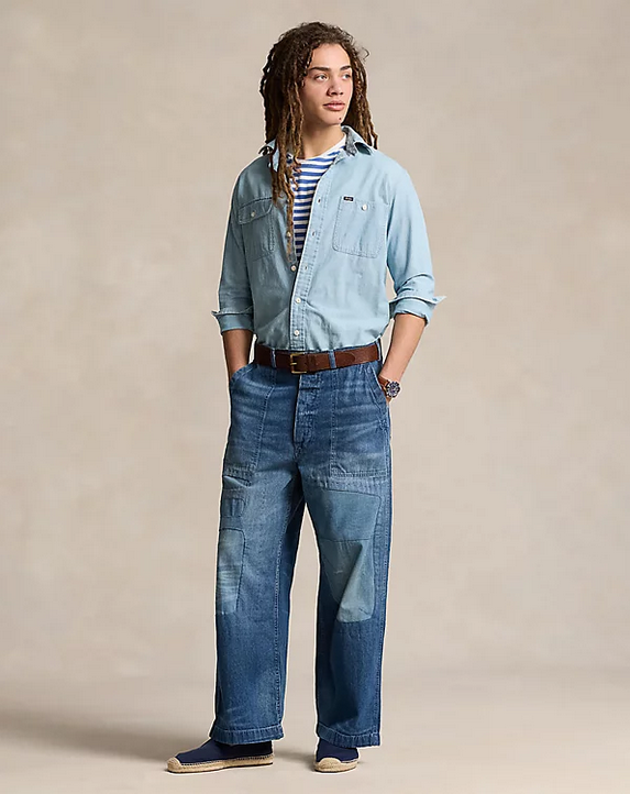 Polo Ralph Lauren Relaxed Fit Distressed Jeans Blue 34 x 32