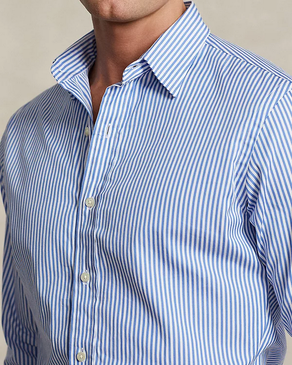 Polo Ralph Lauren Mens Poplin Stripe Button Down Shirt Blue Small