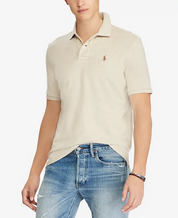 Polo Ralph Lauren Men's Classic Fit Mesh Short Sleeve Polo Shirt Beige 2XL