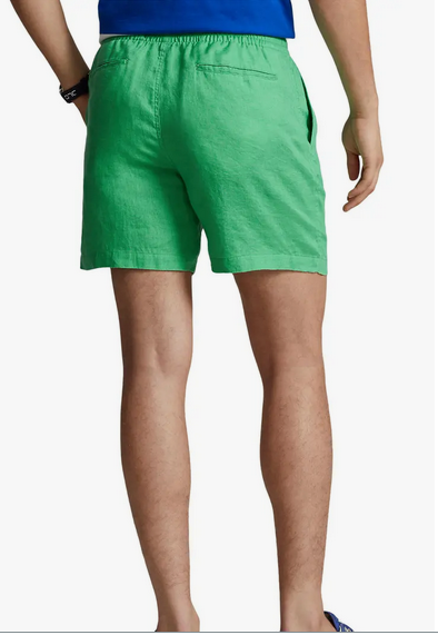 Polo Ralph Lauren Mens 6" Linen Drawstring Shorts Green Small