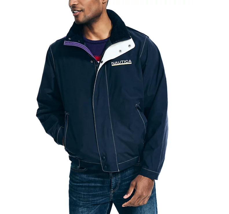 Nautica Men's Classic Fit Hooded Sailing Jacket Navy Blue Large