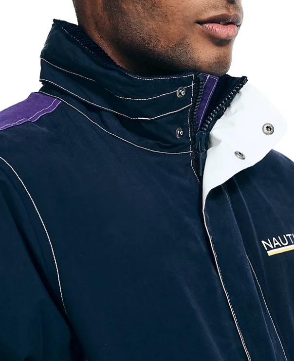 Nautica Men's Classic Fit Hooded Sailing Jacket Navy Blue Large