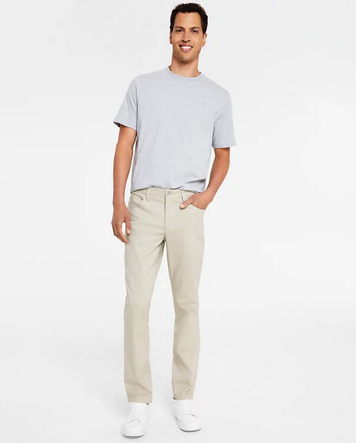 Calvin Klein Men's CK Move 365 Slim Fit Performance Dress Pants Beige 32 x 30