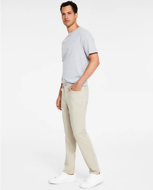 Calvin Klein Men's CK Move 365 Slim Fit Performance Dress Pants Beige 36 x 30