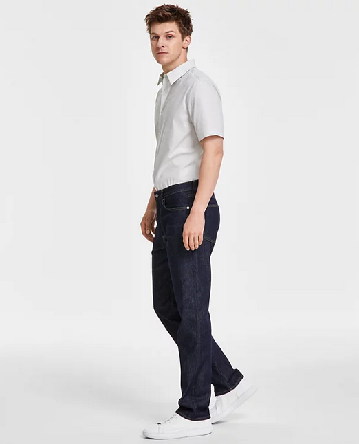 Calvin Klein Men's Standard Straight Fit Stretch Jeans Blue Rinse Blue 38 x 32