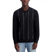 KARL LAGERFELD PARIS Men's Slim Fit Striped Polo Sweater Black XL