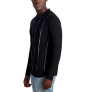 KARL LAGERFELD PARIS Men's Slim Fit Striped Polo Sweater Black XL