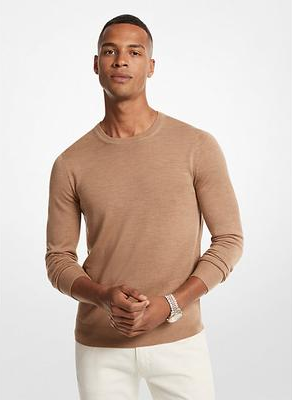 Michael Kors Men's Merino Wool Crewneck Sweater Brown 2XL