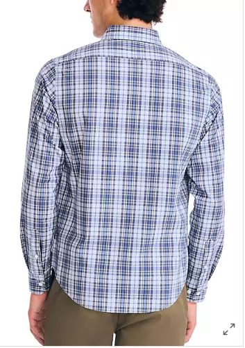Nautica Mens Slim fit Long Sleeve Button-Up Shirt Medium Blue Plaid