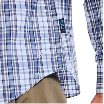 Nautica Mens Slim fit Long Sleeve Button-Up Shirt Medium Blue Plaid