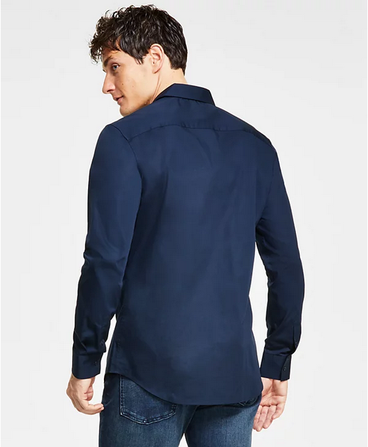 Calvin Klein Men’s Slim Fit Refined Button Down Shirt Blue 2XL