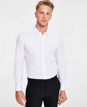 Calvin Klein Mens Slim fit Button-Up Shirt Large White Solid