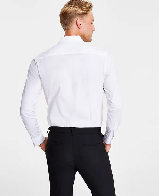 Calvin Klein Mens Slim fit Button-Up Shirt Large White Solid