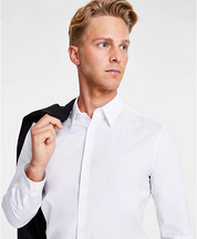 Calvin Klein Mens Slim fit Button-Up Shirt Large White Solid