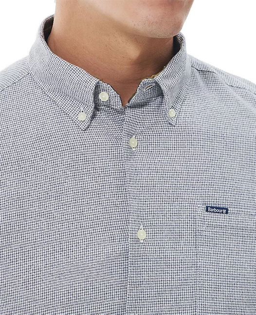 Barbour Men's Turner Tailored Fit Houndstooth Button Down Shirt Blue Large