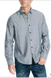 Nautica Mens Striped Button Down Shirt Blue 2XL