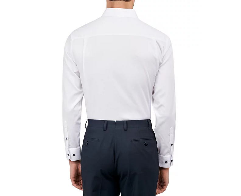 MICHELSONS OF LONDON Men's Solid Texture Dress Shirt White 17 17.5 34 35