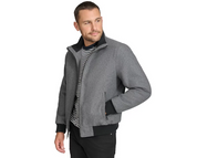 Calvin Klein Men's Wool Bomber Jacket With Knit Trim Charcoal Grey Large