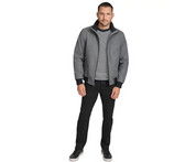 Calvin Klein Men's Wool Bomber Jacket With Knit Trim Charcoal Grey XL