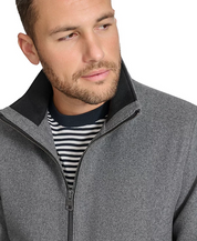 Calvin Klein Men's Wool Bomber Jacket With Knit Trim Charcoal Grey XL