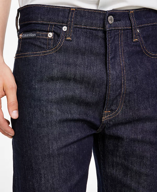 Calvin Klein Mens Straight fit Jeans Denim Pants 34 / 30 Blue Solid Stretch
