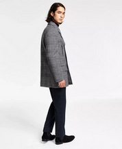 Lauren Ralph Lauren Mens Luke Peacoat Coat Black White Glenn Plaid 40L