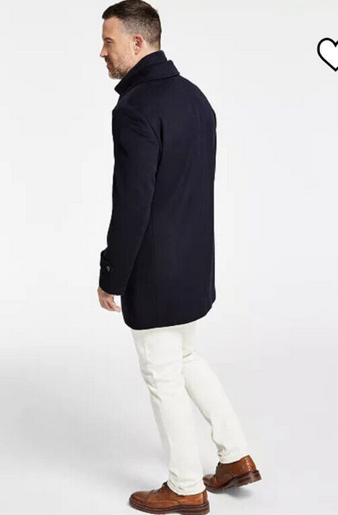 Lauren Ralph Lauren Men's Classic Fit Solid Double Breasted Overcoat Blue 36S